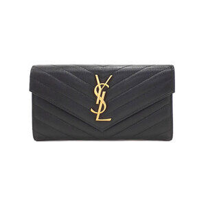 SAINT LAURENT Paris Monogram Flap Wallet Bi fold Long
